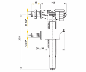 Ventil napouštěcí boční WC A15 3/8"