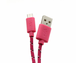 Sbox USB A - Micro USB kabel - 1M, růžový