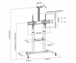 Sbox FS-3610 Floor Ultra-Large LED TV Stand 60-100" 100kg