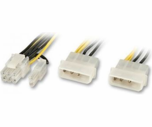 Lindy Molex X2 - PCIE 8 -PIN, 0,4 m, žlutá (33159)