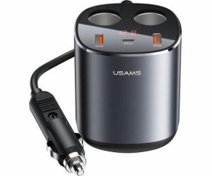 Usams USAMS Auto splitter 2xUSB-A/ 1xUSB-C C28 245W šedá/...