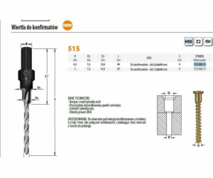 Vrták 515.042.31 Potvrzující vrták. Rozměr 6,4 x 50 mm