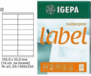 IGEPA ŠTÍTKY A4 IGEPA 105 X 35,0 MM BÍLÁ (100)