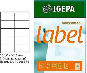 Štítky Mondi A4 IGEPA 105 x 57,0 mm bílé (100)