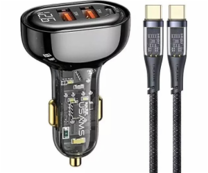 USB usams usams kabel sama. 2XUSB + 1XUSB-C 80W Fast Char...