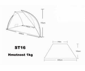 Stan plážový otevřená zástěna 220x115x120 cm