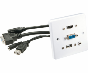 Čelní panel zásuvky HDMI + VGA + jack3,5mm + USB plast, bílé