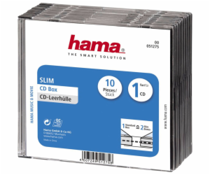 1x10 Hama pouzdro na CD Slim-Line transp./cerné 51275