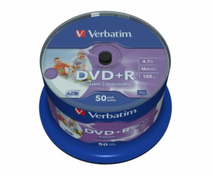 1x50 Verbatim DVD+R 4,7GB 16x Speed, wide printable NON-ID