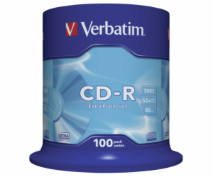 1x100 Verbatim Data Life CD-R 80 700MB, 52x Speed, Spindel