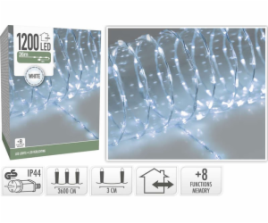 Vánoční světelný řetěz studená bílá 1200 LED / 36 m KO-AX...