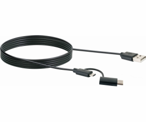 Schwaiger USB-A - microUSB + USB-C USB kabel 1 m černý (C...