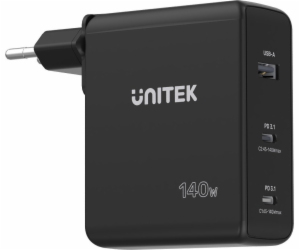 UNITEK CHARGER P1115A GaN 2x USB-C 1x USB-A PD 140W BLACK