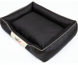 Hobbydog Imperial Perfect Bed - Černá imitace kůže s béžo...