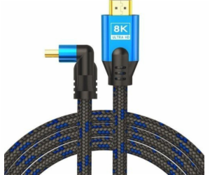 HDMI kabel (M) v2.1, Angular, 5m, 8k, Copper, Blue-Black,...