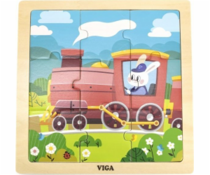 Dřevěné puzzle pro nejmenší Viga 9 ks Vlak