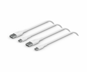 1x2 Belkin USB-C/USB-A PVC Cable 1m, 2Pack white  CAB001b...