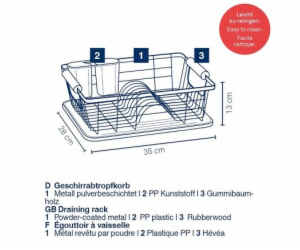 KELA Odkapávač na nádobí Rica kovový černý 35,0x28,0x13,0...