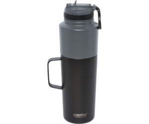 Asobu Twin Pack Bottle with Mug black, 0.9 L + 0.6 L