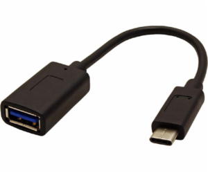 USB USB kabel (3.1), USB A F-USB C M, 0,15 m, kulatý, čer...