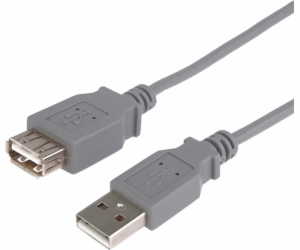 USB kabel USB kabel (2.0), USB AM - USB AF, 3m, šedý