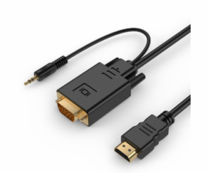 Převodník mini jack HDMI na VGA 3m černý