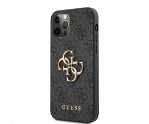 Guess PU 4G Metal Logo Zadní Kryt pro iPhone 12/12 Pro Grey