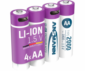 1x4 Ansmann Lithium Akku Mignon AA 1800mAh + Ladekabel 13...