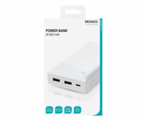 DELTACO PB-A1002, Powerbank 20000mAh, bílá