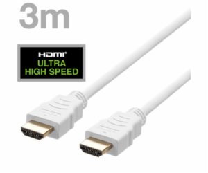 DELTACO Kabel HDMI 2.1 M/M 3m, 8K Ultra High, bílý