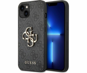 Guess PU 4G Metal Logo Zadní Kryt pro iPhone 14 Grey