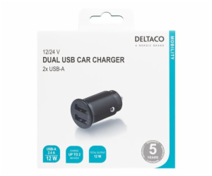 DELTACO USB-CAR124, Autonabíječka 2x USB 2.0, zda