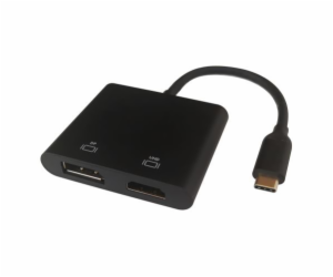 DELTACO Adaptér USB Type C/HDMI, DP, černý