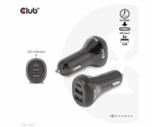 Club3D Auto nabíječka pro Notebooky 36W, 3 porty (2xUSB-A...