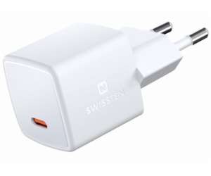 Swissten Síťový Adaptér GaN USB-C 33W PD mini 3x3x3 cm Bilý