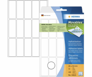 Herma Label 20x50 mm, bílá, 480 kusů (10610)