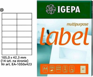 IGEPA ŠTÍTKY A4 IGEPA 105 X 42,3 MM BÍLÁ (100)