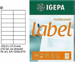 IGEPA ŠTÍTKY A4 IGEPA 105 X 37,0 MM BÍLÁ (100)