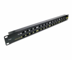 Patch panel POE UTP cat.5e 16p 1U Black (provedení 19" rack)