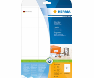 Herma Premium Labels 4361, A4, bílá, 70 x 42 mm, matný pa...