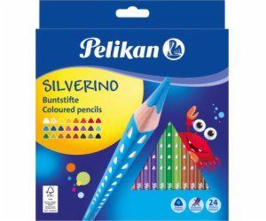 Pastelky Pelikan Silverino, trojúhelníkové, 24 barev