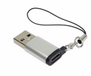 PremiumCord Adaptér USB-C na USB-A 3.0, stříbrná s očkem ...