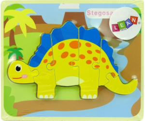 Import leantoys Wooden Puzzle Dinosaur Stegosaurus Yellow