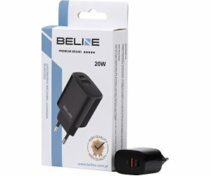 Nabíječka Beline 20W USB-C + USB-A nástěnná nabíječka, černá