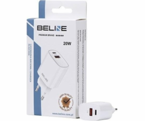 Nabíječka Beline 20W USB-C + USB-A nástěnná nabíječka, bílá