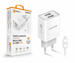 Chytrá síťová nabíječka ALIGATOR 2,4A, 2xUSB, smart IC, b...