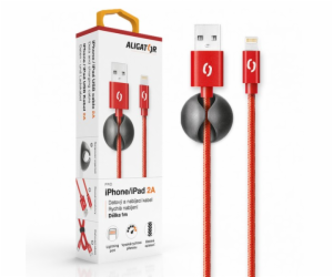 ALIGATOR PREMIUM Datový kabel 2A, Lightning červený