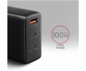 AXAGON ACU-DPQ100, GaN nabíječka do sítě 100W, 3x port (U...