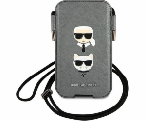 Karl Lagerfeld and Choupette Head Saffiano PU Pouch L Gre...