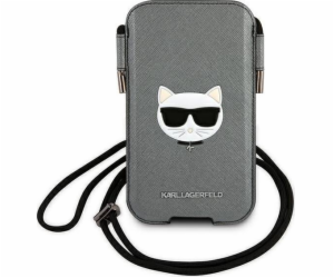 Karl Lagerfeld Choupette Head Saffiano PU Pouch L Grey St...